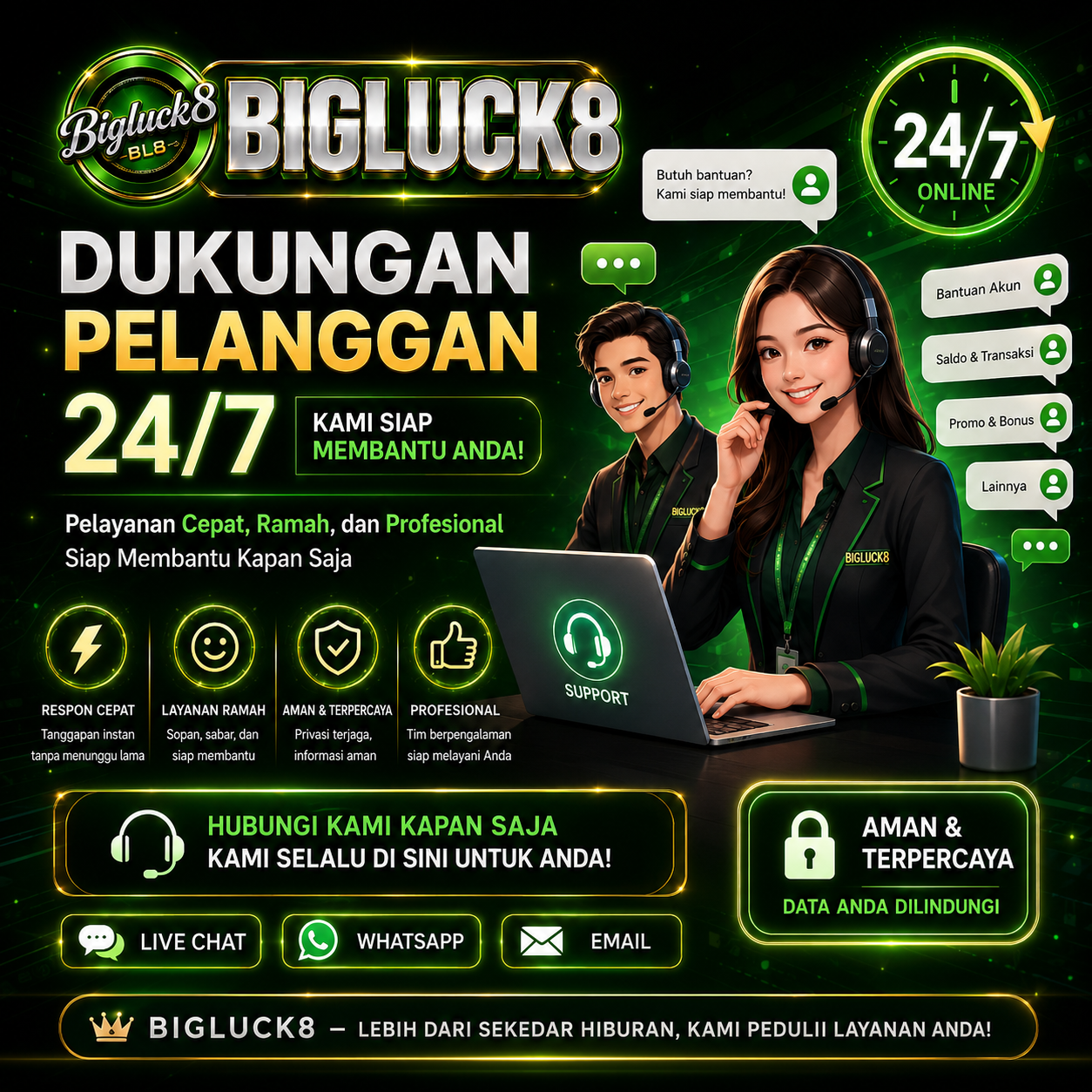 BIGLUCK8 | Dukungan Pelanggan 24/7 dengan Pelayanan Cepat dan Profesional